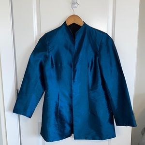 Reversible Black And Turquoise Shantung Jacket